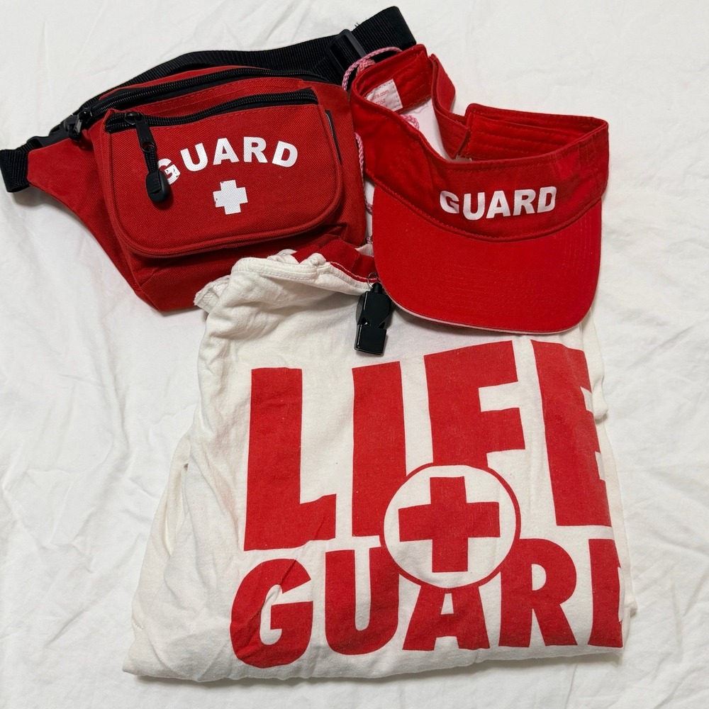 Life guard tshirt, visor, fanny pack Halloween Costume Small